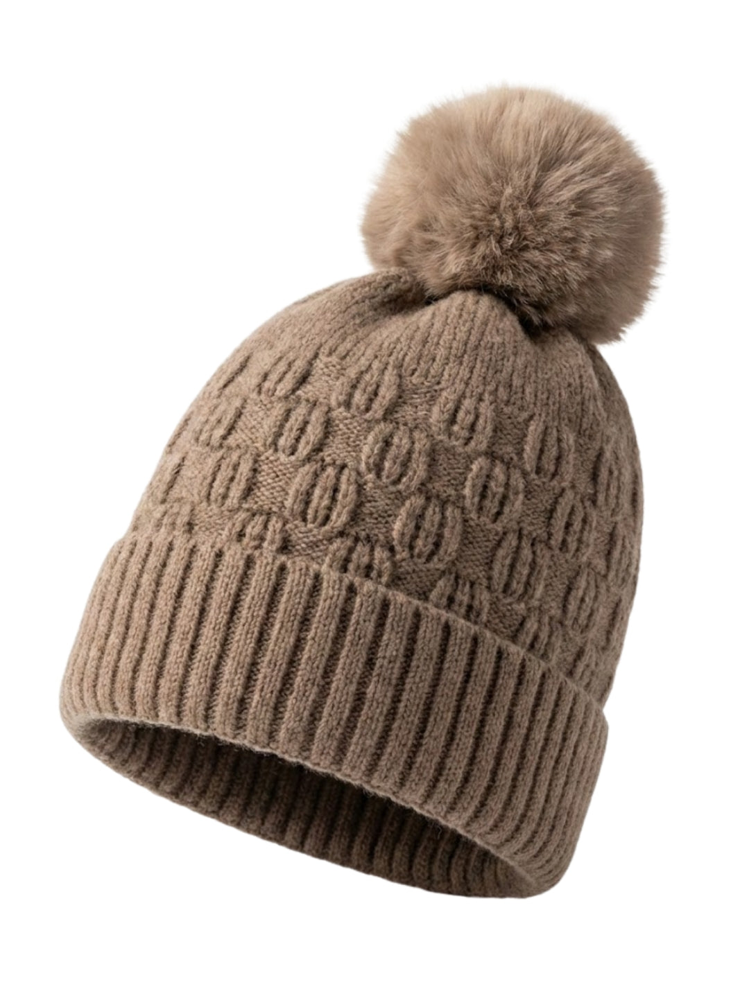 Cdeck Unisex Cable Knit Woolen Winter Beanie Cap with Pom Pom | Soft & Warm | 2–4 Years