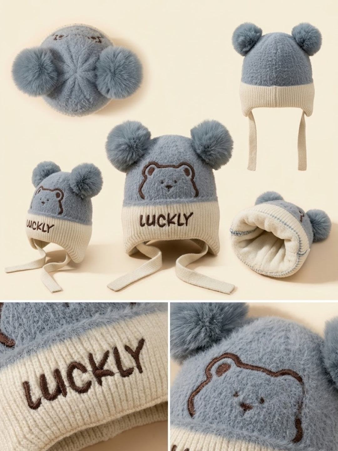 Cdeck Kids Woolen Winter Cap for Boys & Girls | Warm & Comfortable Winter Wear | 2–4 Years | Blue