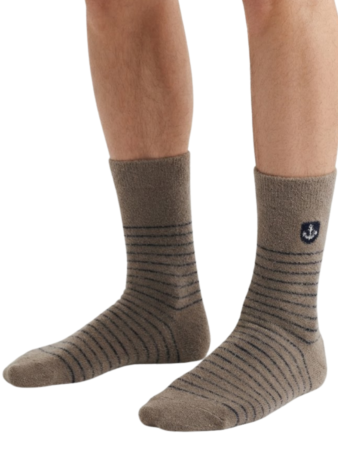 Cdeck Men’s Soft Wool Socks | Warm Brown Striped Cozy Socks