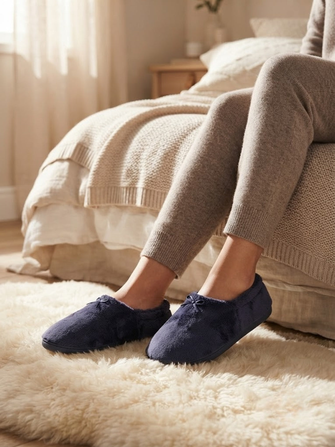 Cdeck Women’s Fuzzy Winter Slippers | Soft Plush  Slippers for Comfort & Warmth | Free Size | Blue