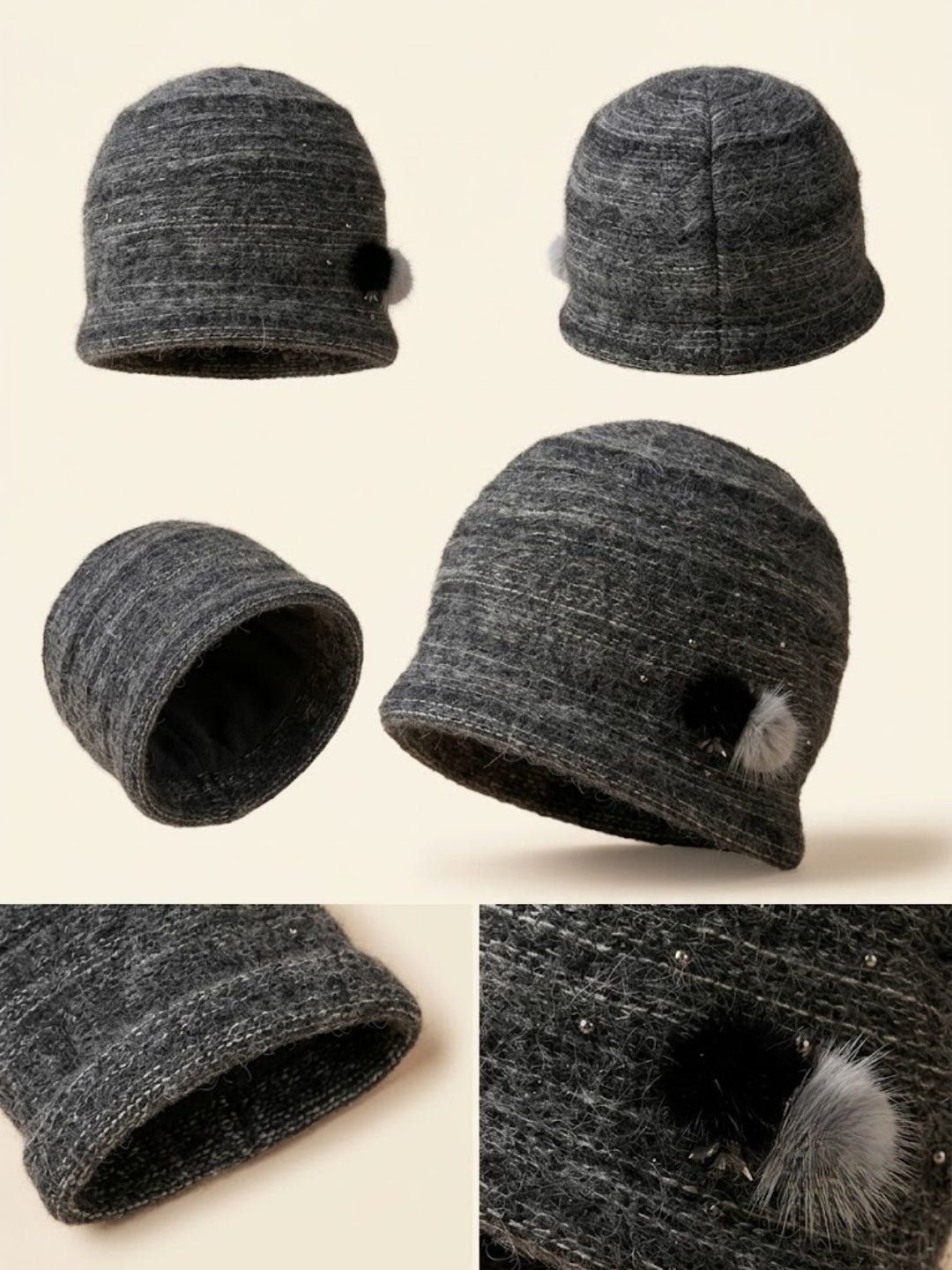 Cdeck Women Woolen Cap | Soft Knitted Winter Beanie for Women | Warm & Stylish Winter Wear | Free Size| Grey