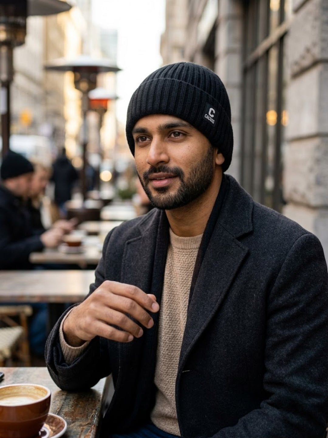 Cdeck Men’s Woolen Winter Cap | Ribbed Knitted Beanie | Free Size | Warm & Comfortable | Black