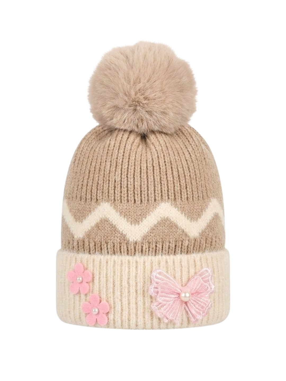 Cdeck Kids Woolen Winter Cap for Baby Girls | Soft, Warm & Comfortable | 1–2 Years