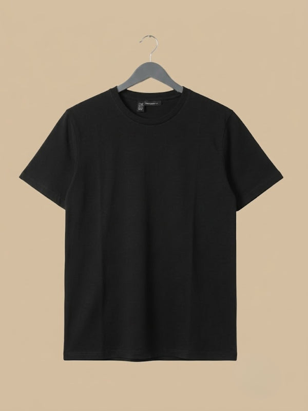 Cdeck Men’s Black Plain T-Shirt | Soft Comfortable Round Neck Half Sleeve T-Shirt | Classic Solid Basic Tee for Men