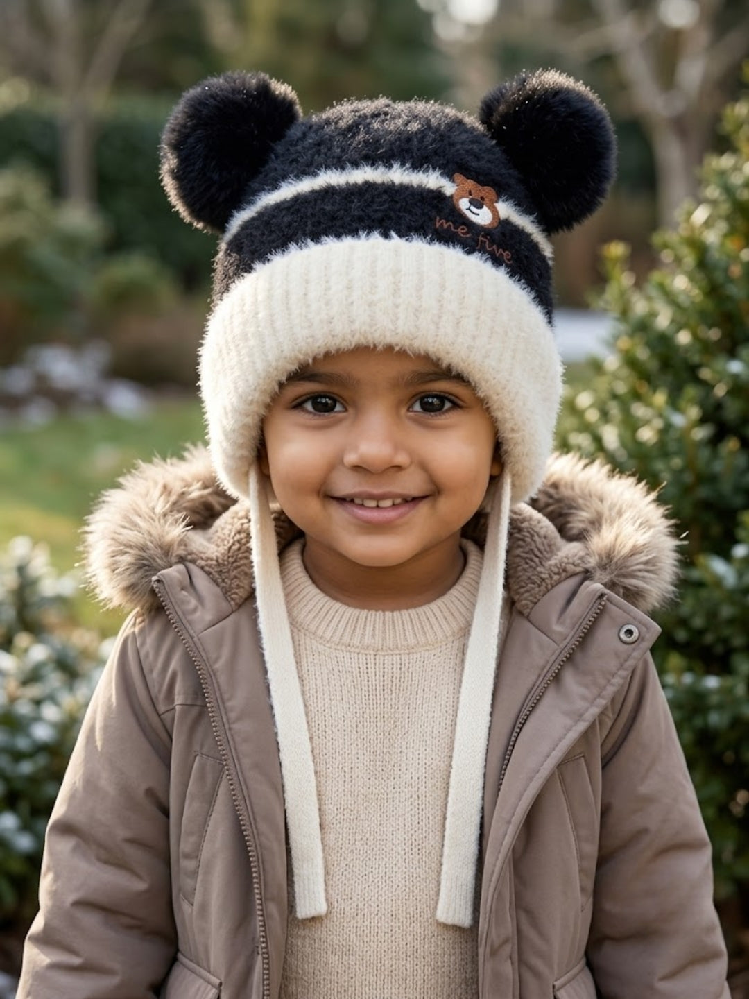 Cdeck Kids Woolen Winter Cap for Boys & Girls | Warm & Comfortable Winter Wear | 2–4 Years| Black