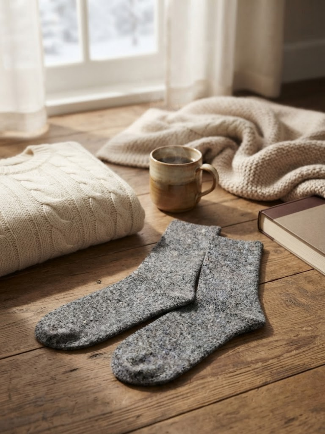 Cdeck Women’s Soft Wool Socks | Warm & Cozy Grey Socks