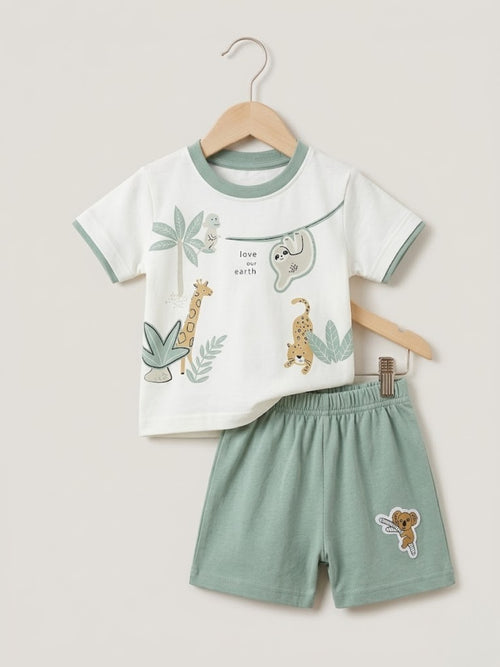 Cdeck Baby Cotton T-Shirt & Shorts Set | Half Sleeve, Soft & Comfortable Baby Wear