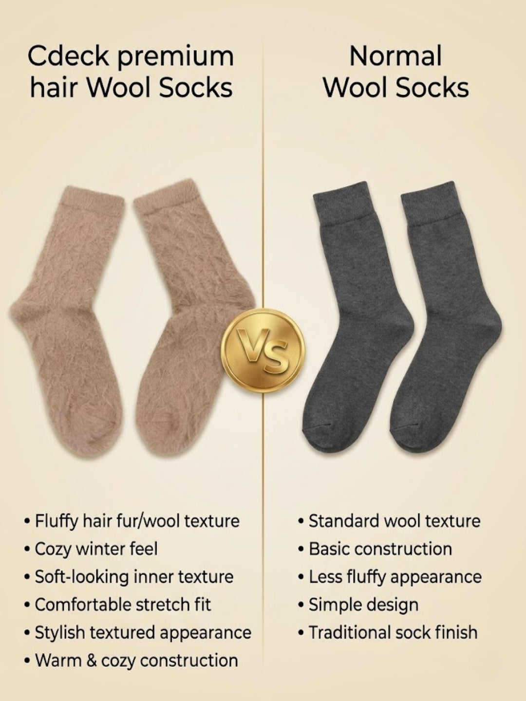 Cdeck Women’s Soft & Warm Woolen Fuzzy Socks | Cozy Thick Winter Socks for Women | Light Pink
