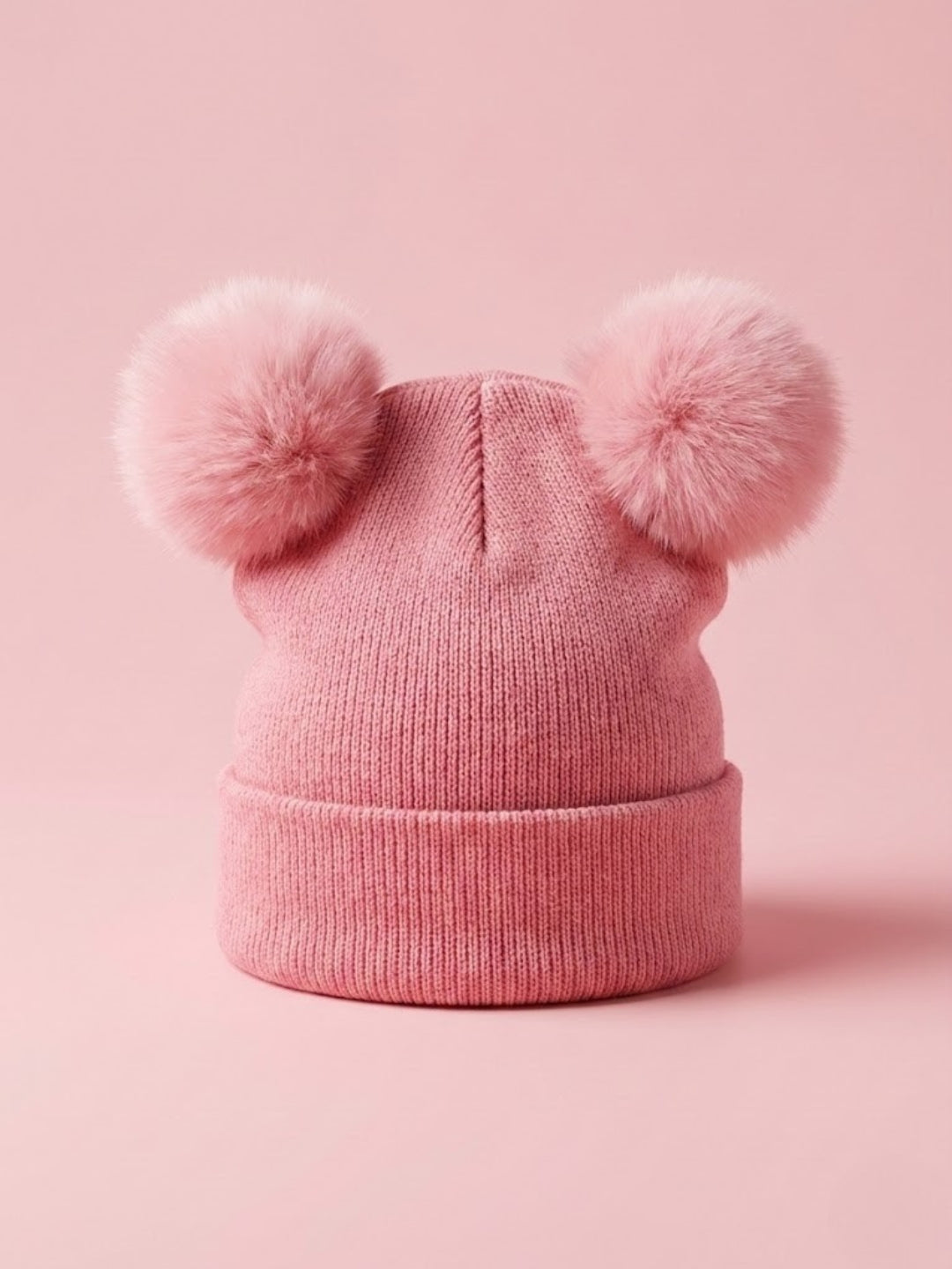 Cdeck Kids Woolen Winter Cap with Double Pom Pom Design | Soft, Warm & Comfortable | 1–3 Years