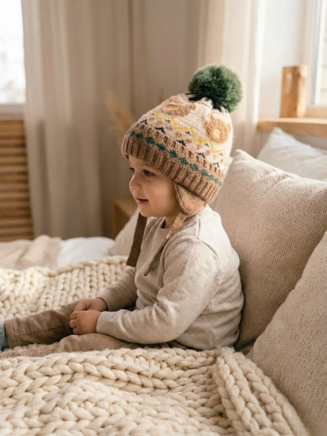 Cdeck Kids Winter Woolen Cap for Boys & Girls | Warm, Soft & Comfortable | 2–4 Years