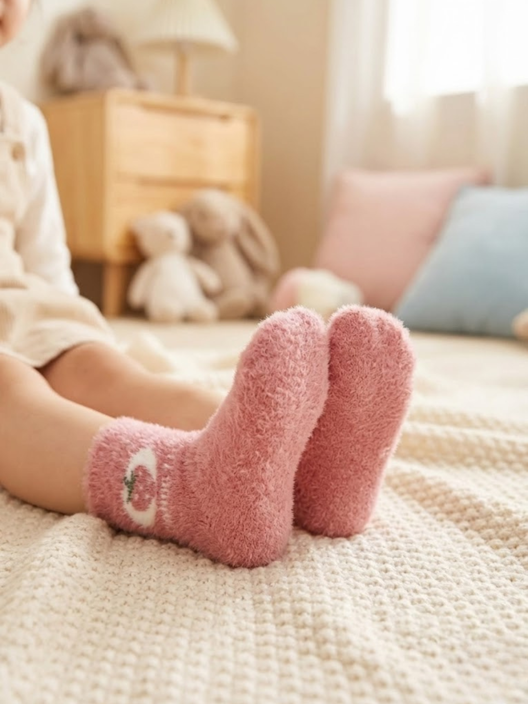 Cdeck Kids Fuzzy Socks | Soft Warm Winter Socks with Cute Fruit Design | Cozy Plush Socks for Boys & Girls | Pack of 3