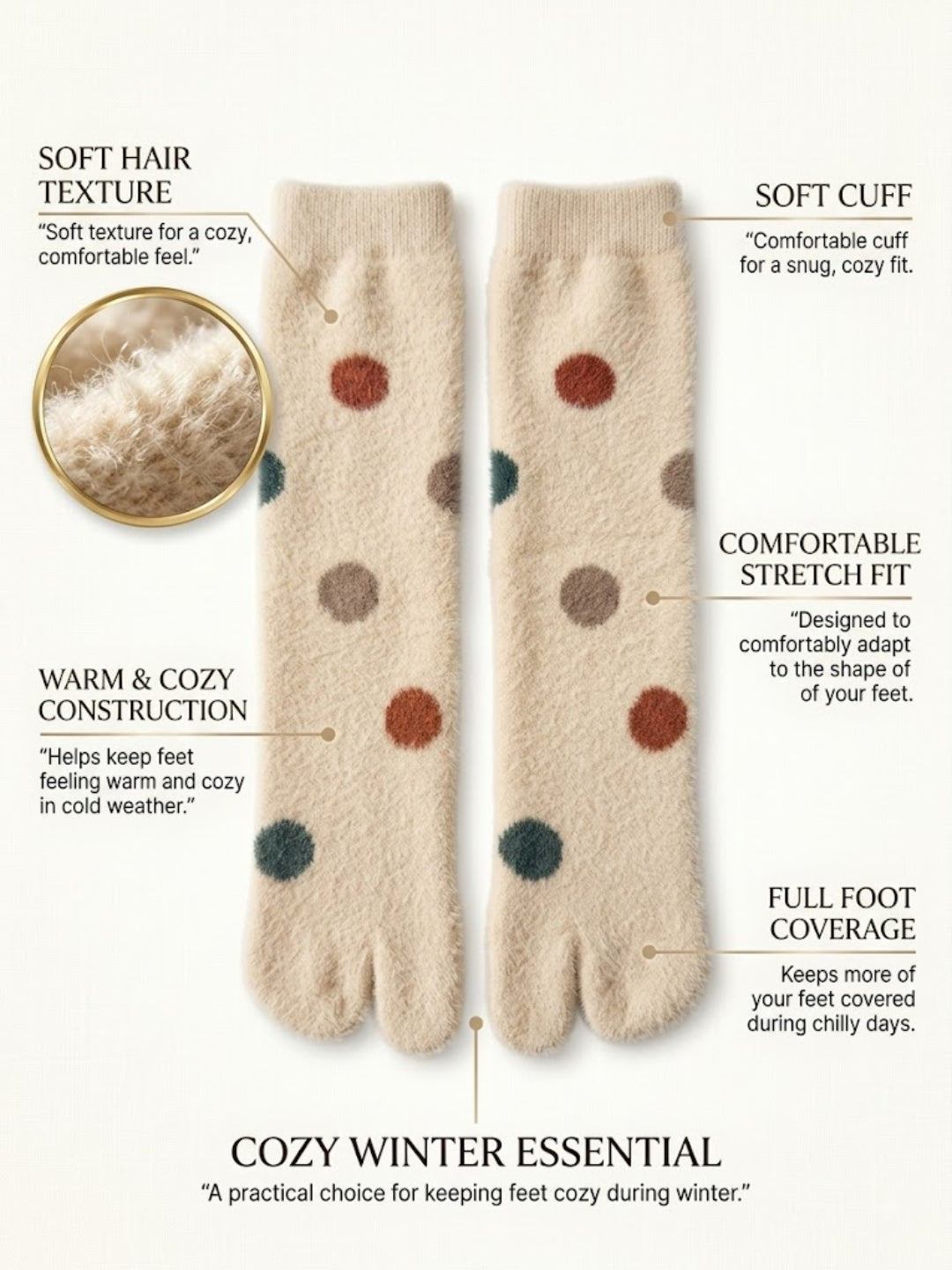 Cdeck Warm Socks for Women & Girls | Soft Cozy Comfortable Everyday Home Wear | Cream