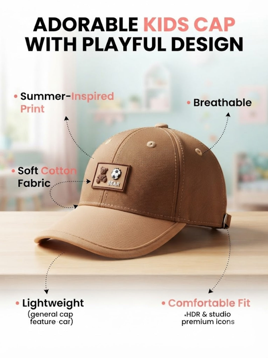 Cdeck Kids Cotton Cap for Boys & Girls