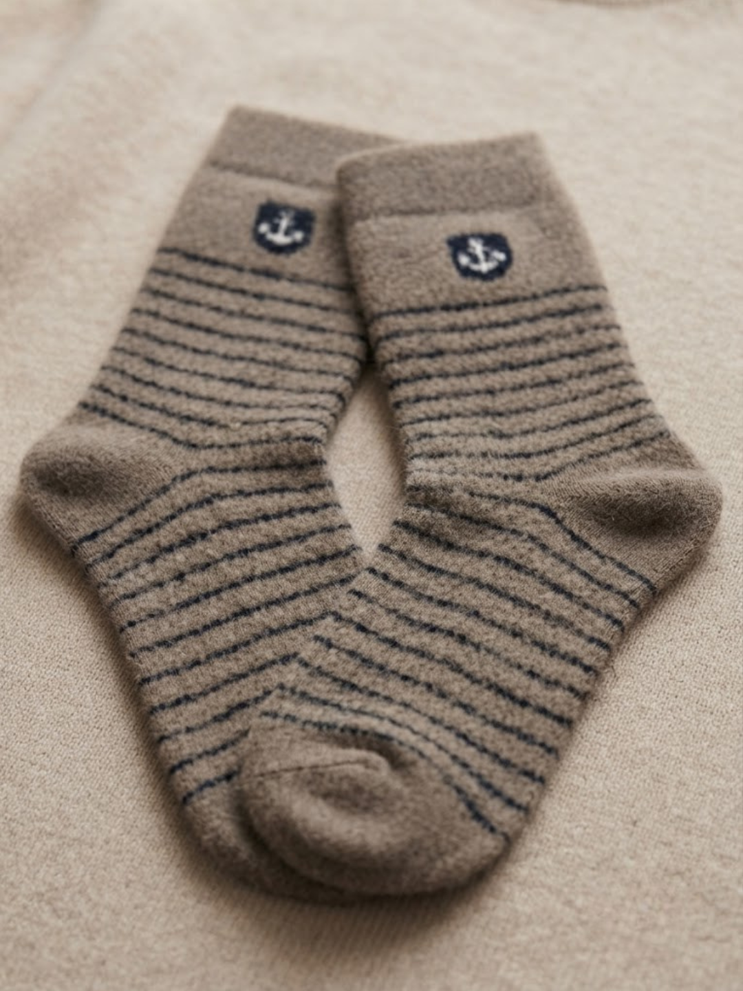 Cdeck Men’s Soft Wool Socks | Warm Brown Striped Cozy Socks