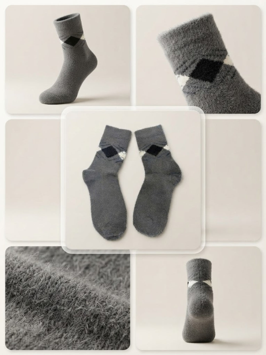 Cdeck Men’s Premium Hair Wool Winter Socks  | Soft, Fuzzy, Warm & Comfortable | Dark Grey| Free Size