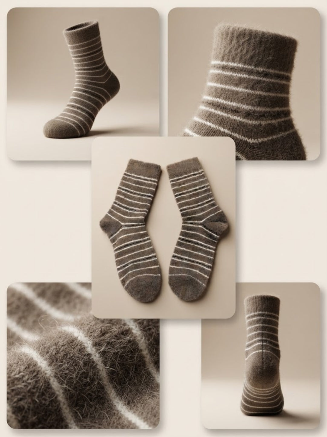 Cdeck Men’s Hair Wool Winter Socks | Single Pair | Soft, Warm, Fuzzy & Stretchable | Comfortable Daily Wear | Brown Striped