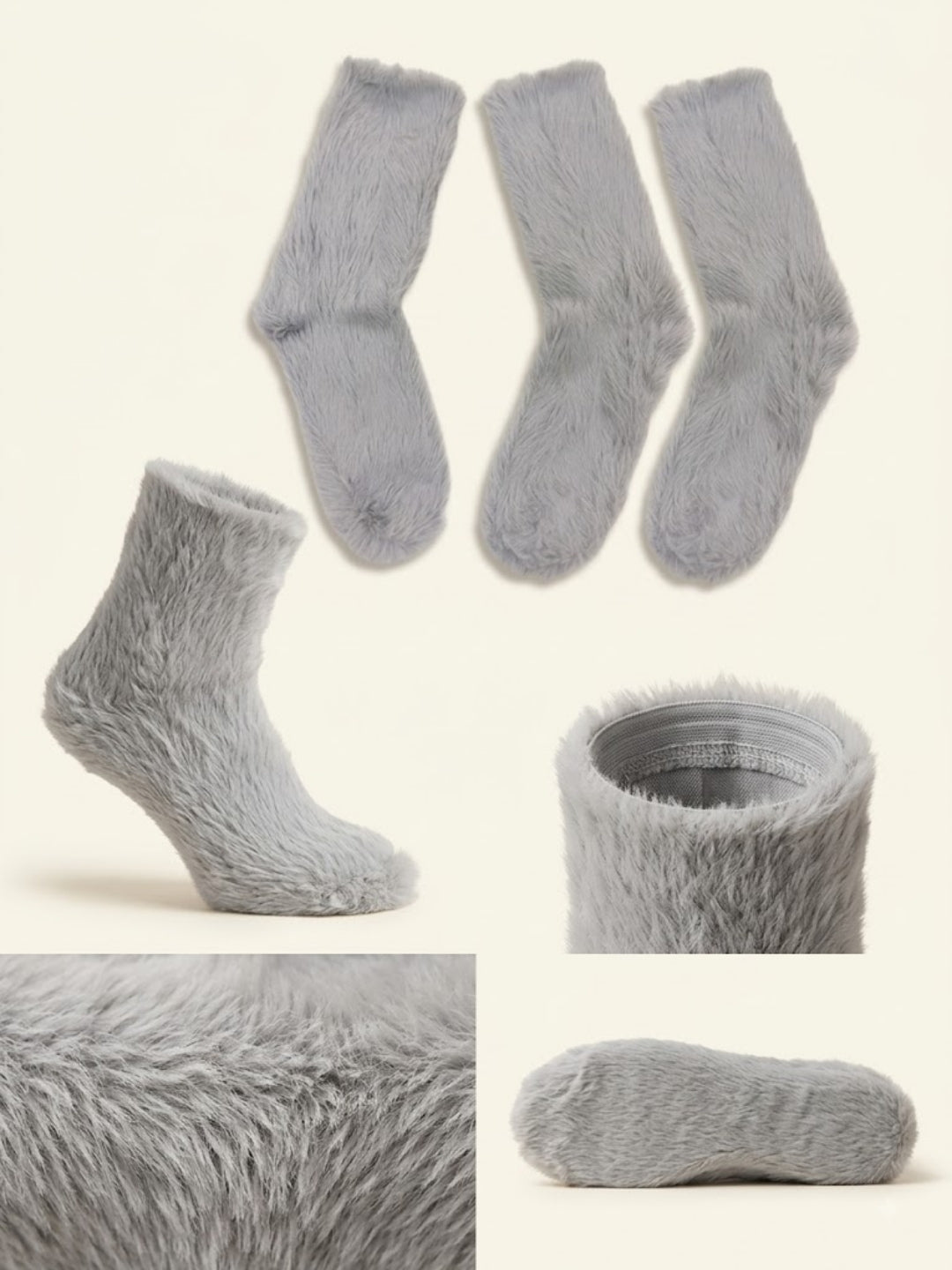 Cdeck Women’s Soft & Warm Woolen Fuzzy Socks | Cozy Thick Winter Socks for Women | Grey