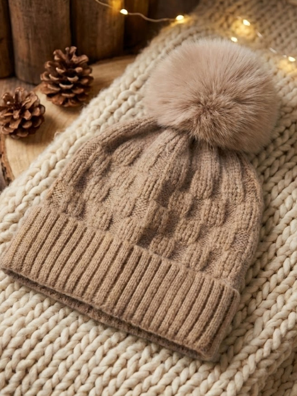 Cdeck Unisex Woolen Winter Beanie Cap with Pom Pom
