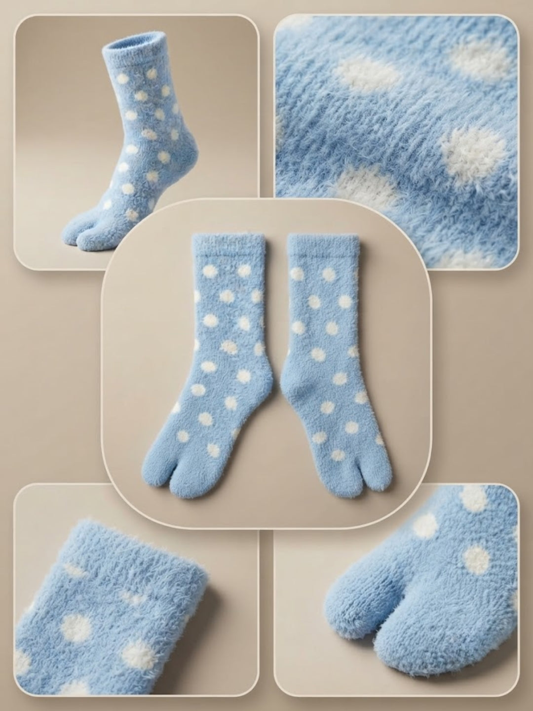 Cdeck Women Premium Hair Wool Socks | Soft Warm Fuzzy Winter Socks | Sky Blue & White  | Free Size