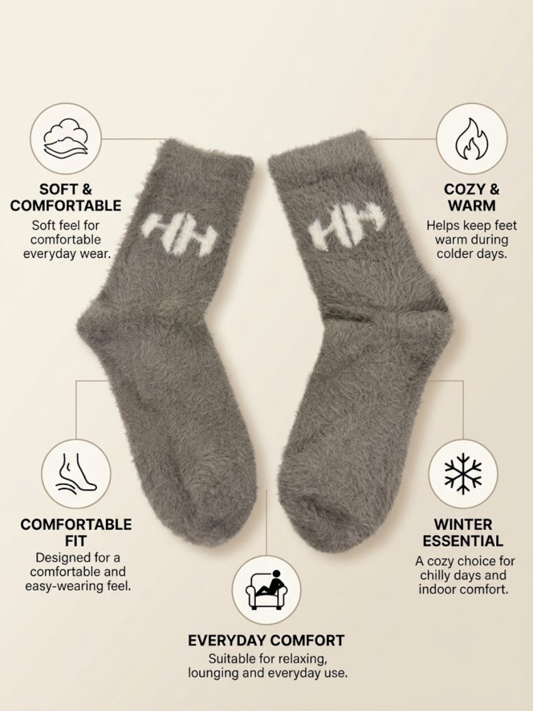 Cdeck Men’s Hair Wool Winter Socks | Single Pair | Soft, Warm & Stretchable | Brown