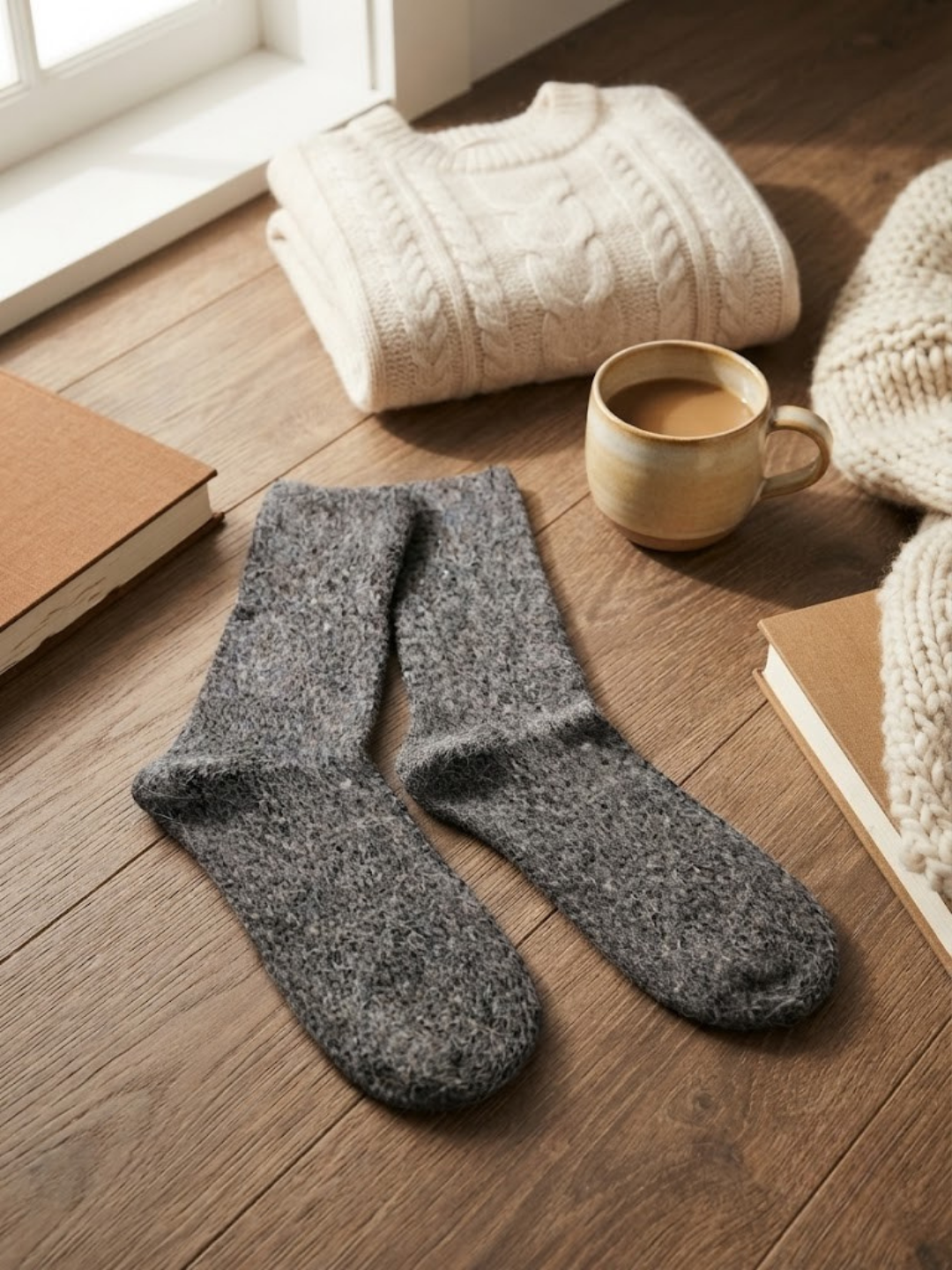 Cdeck Women’s Soft Wool Socks | Warm & Cozy Dark Grey Socks