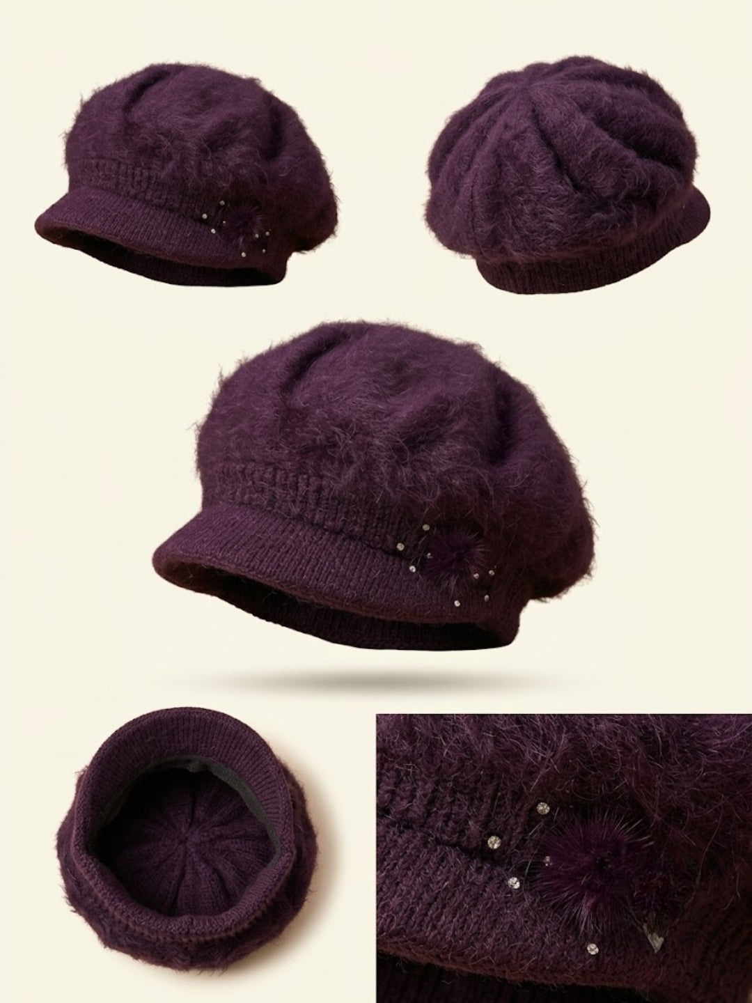 Cdeck Women Woolen Cap | Soft Knitted Winter Beanie for Women | Warm & Stylish Winter Wear | Free Size | Purple
