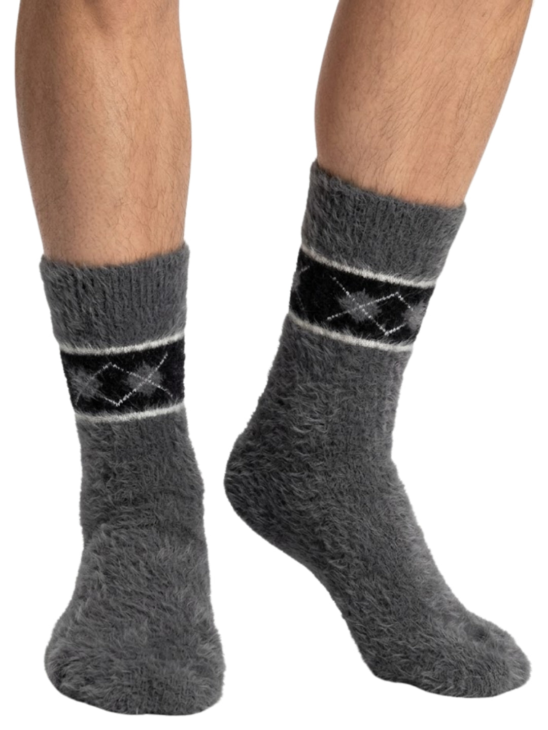 Cdeck Men’s Premium Hair Wool Winter Socks | Soft, Fuzzy, Warm & Comfortable Free Size | Dark Grey