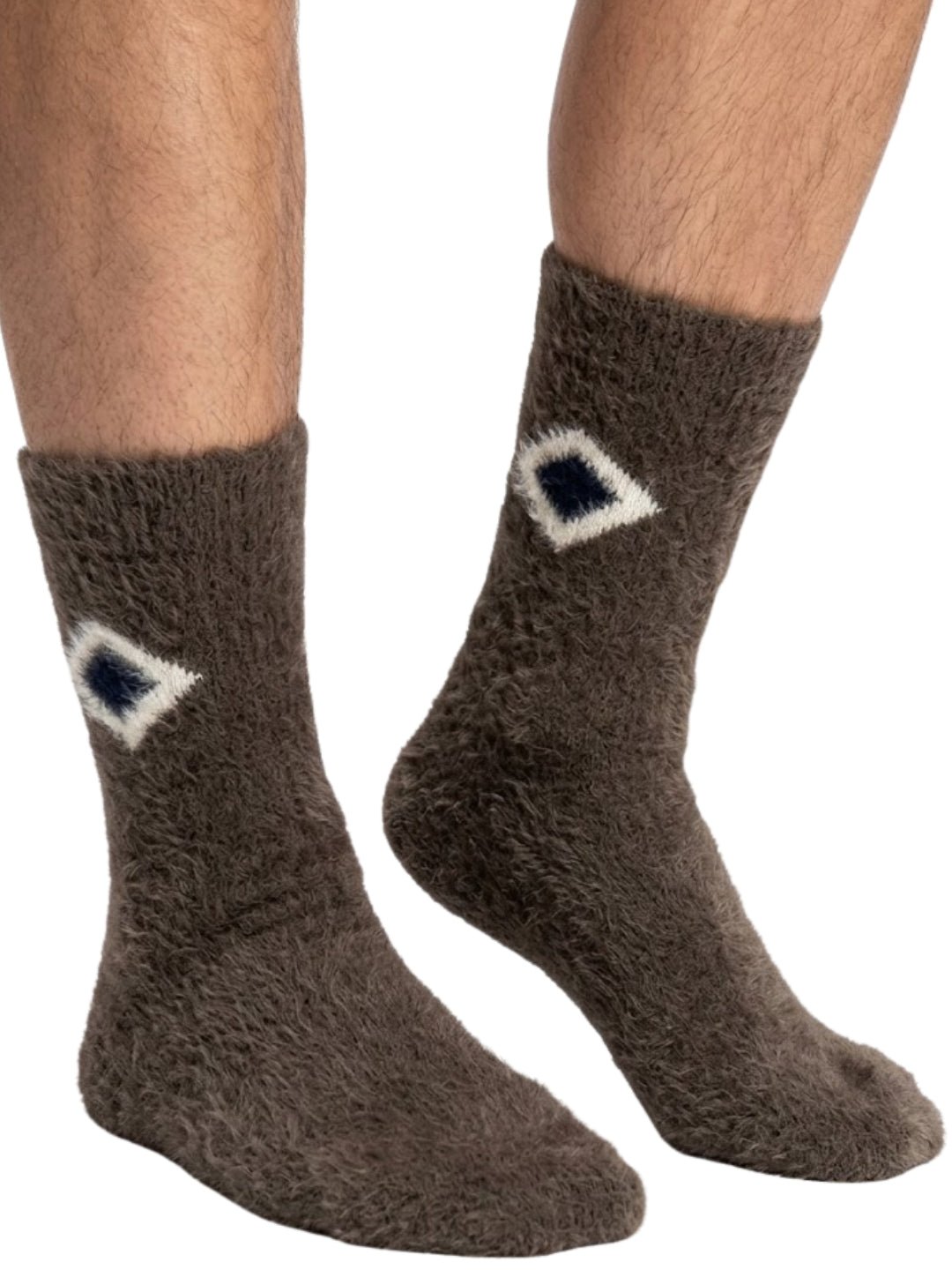 Cdeck Men’s Premium Hair Wool Winter Socks | Single Pair | Soft, Fuzzy, Warm & Comfortable Free Size | Brown