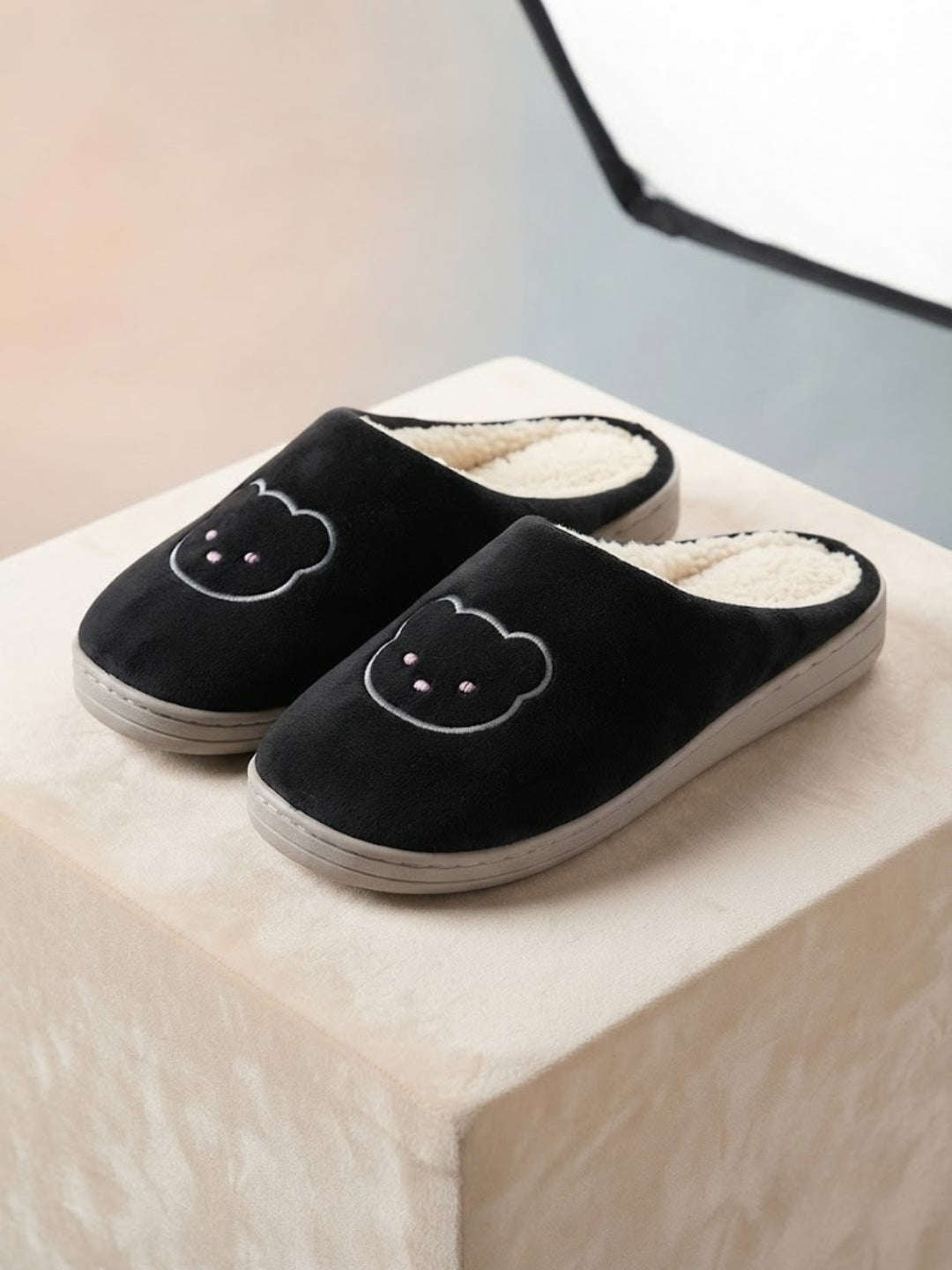 Cdeck Women’s Fuzzy Winter Slippers | Soft Plush  Slippers for Comfort & Warmth | Free Size | Black