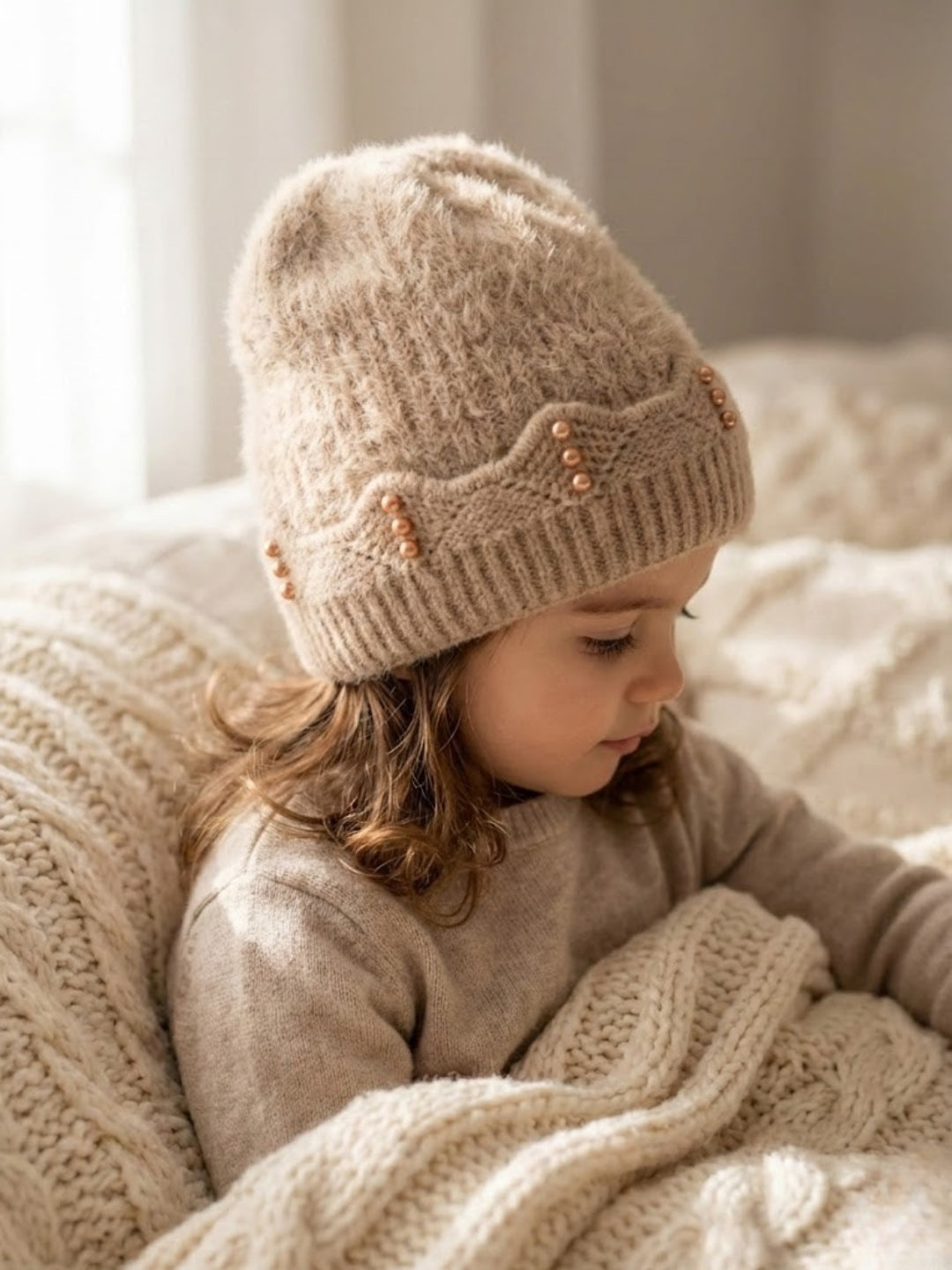 Cdeck Baby Girls Woolen Winter Cap | Comfortable & Warm Winter Wear | 1–2 Years