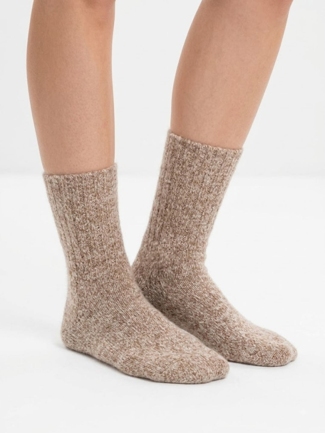 Cdeck Women’s Premium Fuzzy Socks – Soft Warm Winter Socks | Ribbed Design | Free Size | Beige