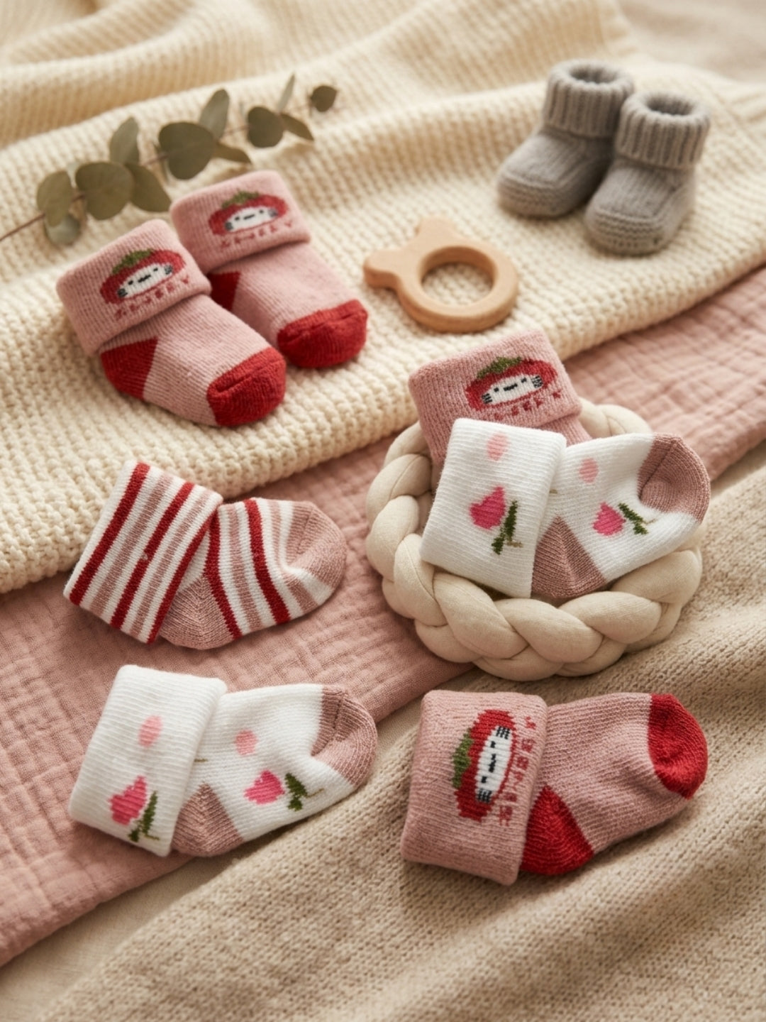 Cdeck Newborn Baby Towel Cotton Soft Stretch Socks | Soft, Comfortable & Absorbent | 0–12 Months