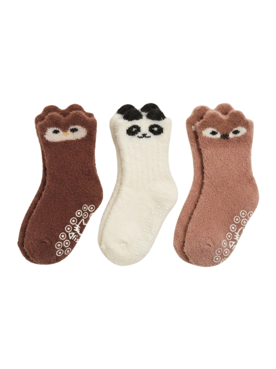 Cdeck Kids Winter Woolen Socks | Soft Fuzzy Rabbit Hair Wool Socks with Anti-Skid Sole | 0–4 Years | Pack of 3 | Multicolor