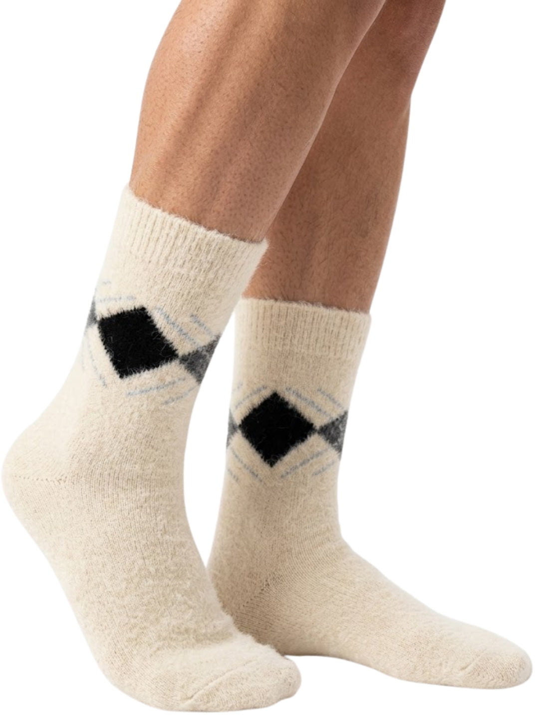 Cdeck Men’s Premium Hair Wool Winter Socks | Soft, Fuzzy, Warm & Comfortable | Cream  | Free Size
