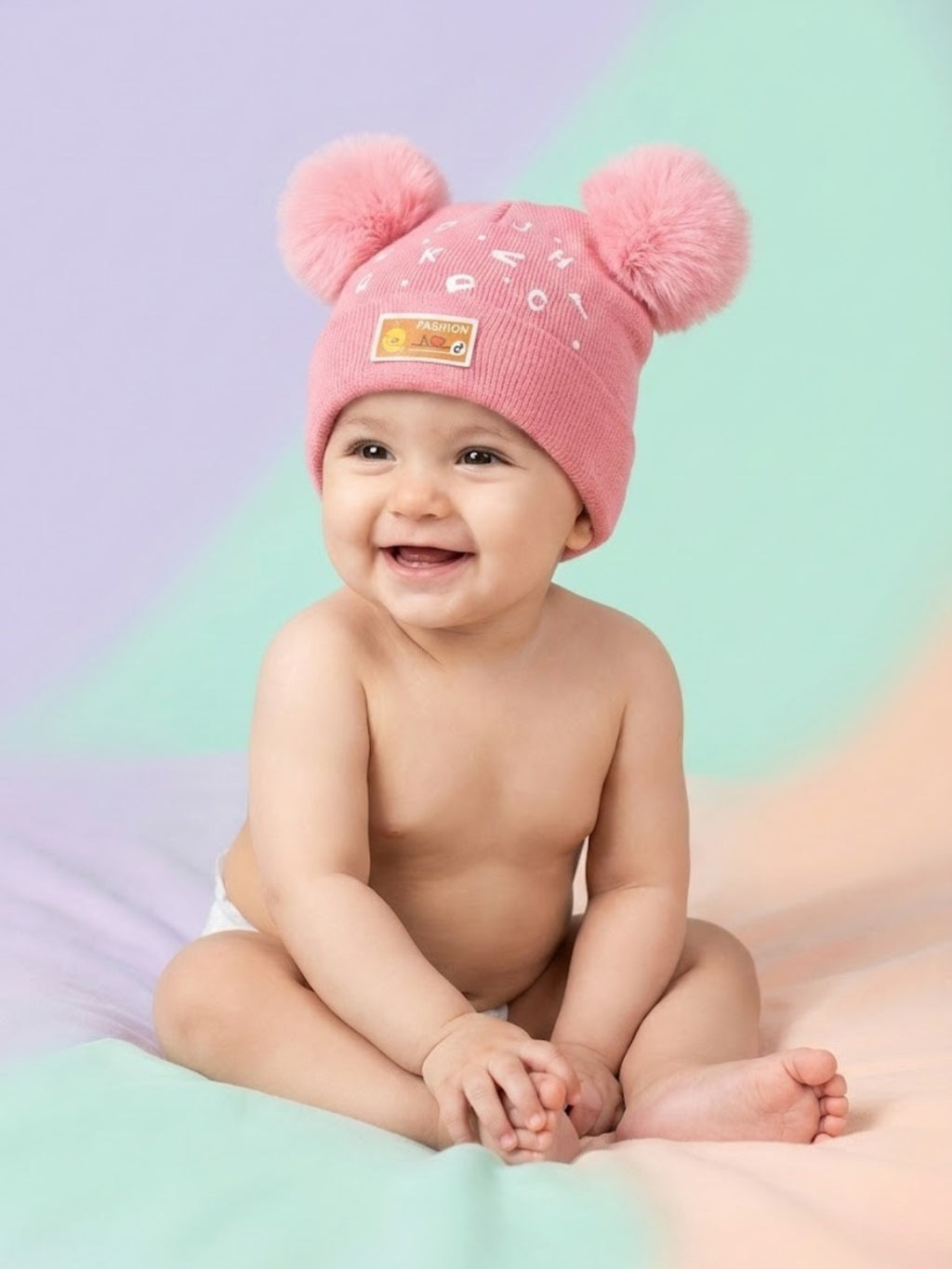 Cdeck Kids Woolen Winter Cap with Double Pom Pom Design