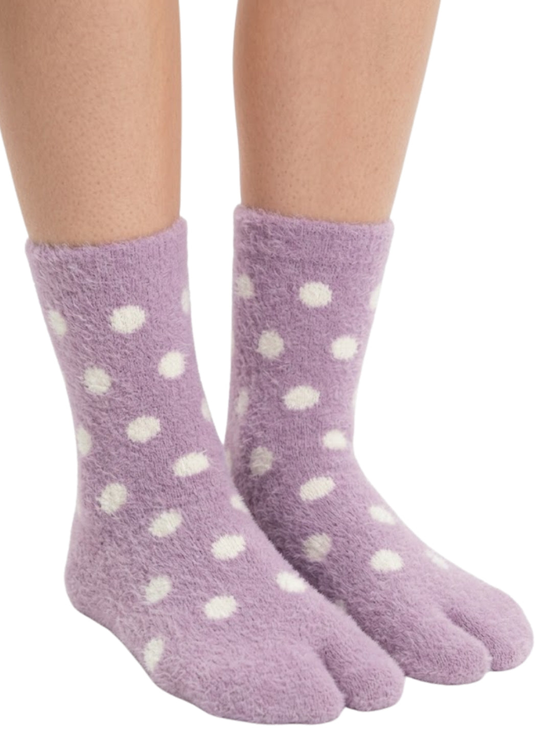 Cdeck Women Premium Hair Wool Socks | Soft Warm Fuzzy Winter Socks | Lavender & White Polka Dot | Free Size