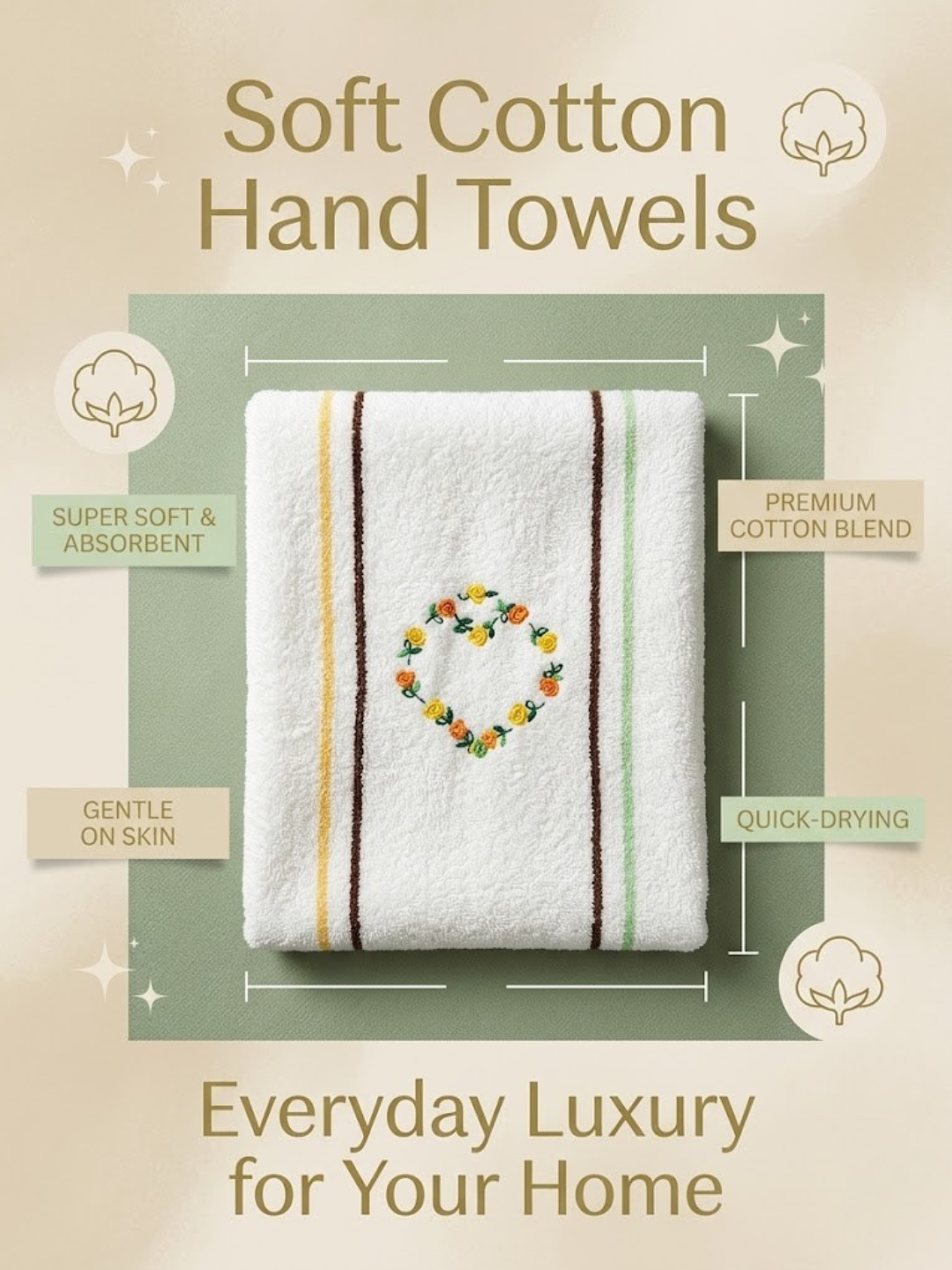 Cdeck Premium Cotton Hand Towel | Soft, Absorbent & Comfortable Everyday Use