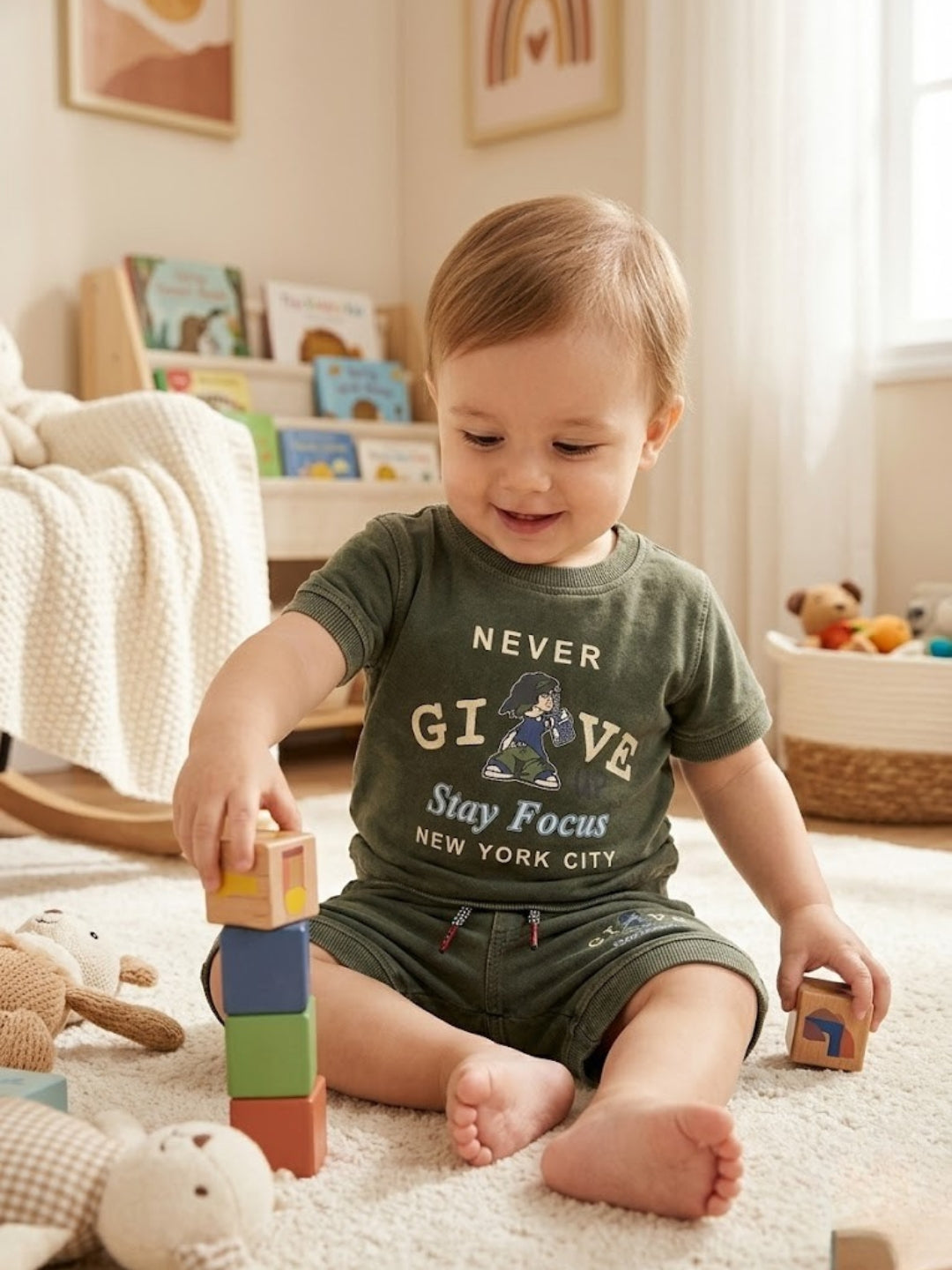 Cdeck Baby Cotton T-Shirt & Shorts Set | Half Sleeve, Soft & Comfortable Baby Wear