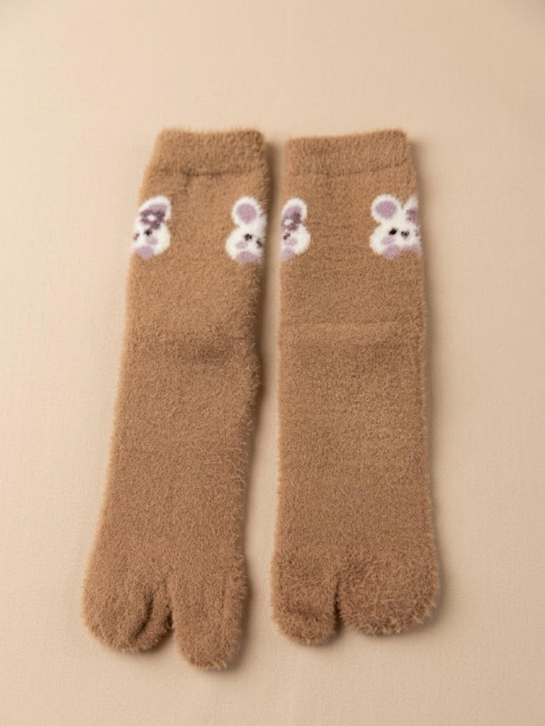 Cdeck Women’s Premium Soft Fuzzy Cute Animal Split-Toe Warm Winter Socks  | Cozy Plush Free Size | Brown