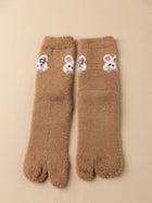 Cdeck Women’s Premium Soft Fuzzy Cute Animal Split-Toe Warm Winter Socks  | Cozy Plush Free Size | Brown