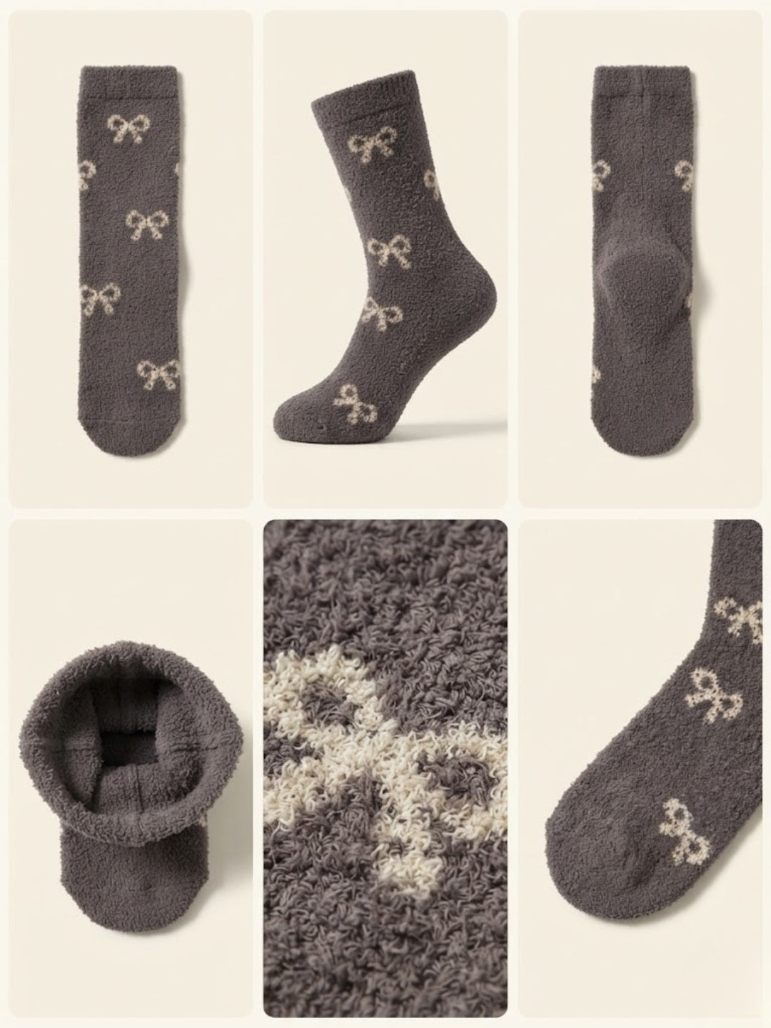 Cdeck Women’s Mid-Calf Rabbit Hair Wool Socks – Premium Soft Warm Fuzzy Winter Socks, Cozy Plush Socks with Cute Bow Pattern