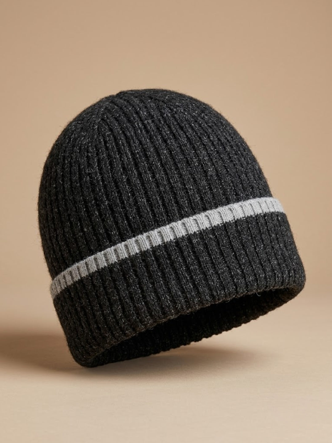Cdeck Men’s Winter Woolen Cap | Ribbed Knit Beanie | Free Size | Soft & Warm | Black