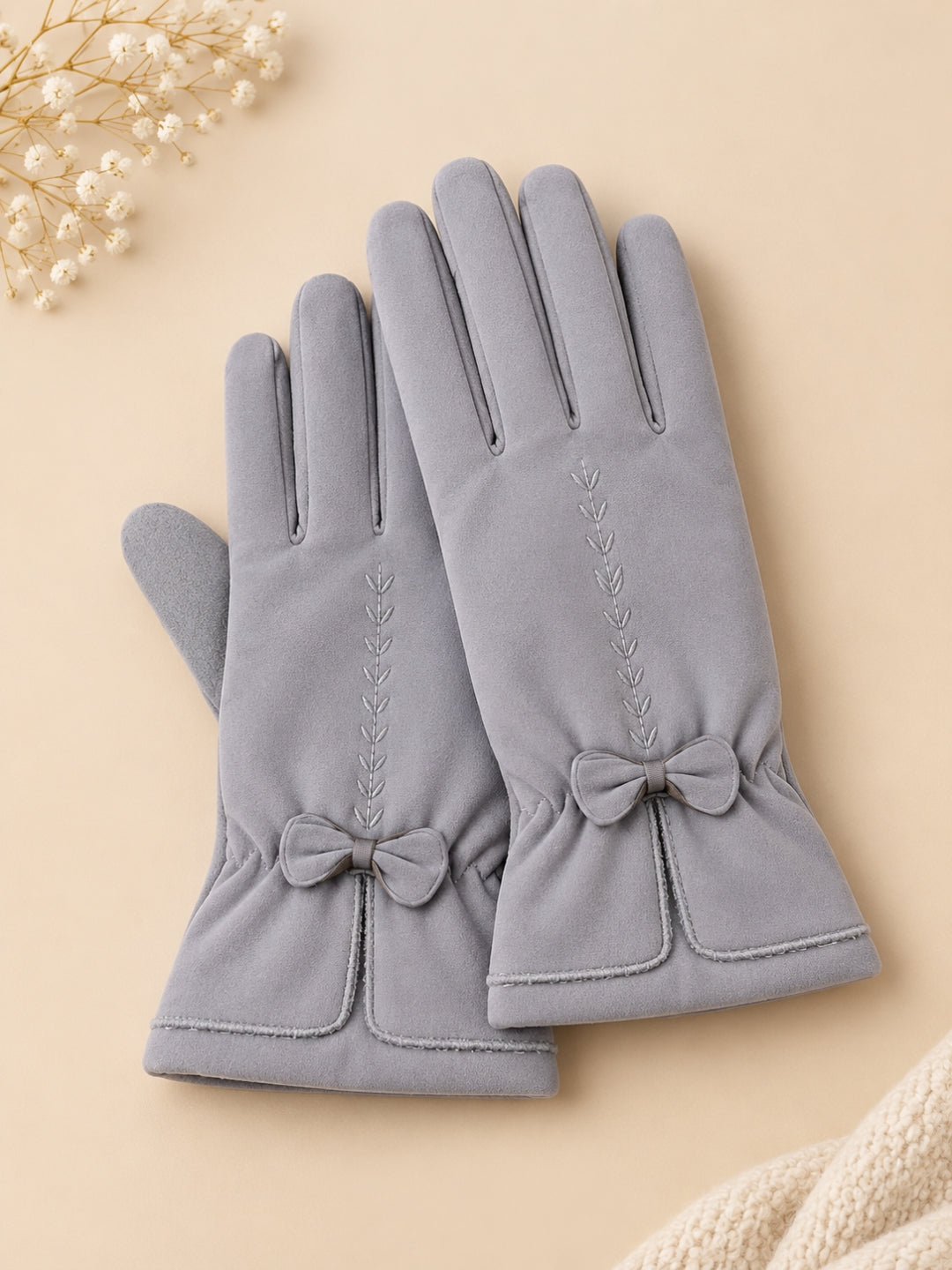 Cdeck Women’s Woolen Gloves | Warm & Stylish Winter Gloves | Screen Friendly | Full Finger | Free Size | Grey