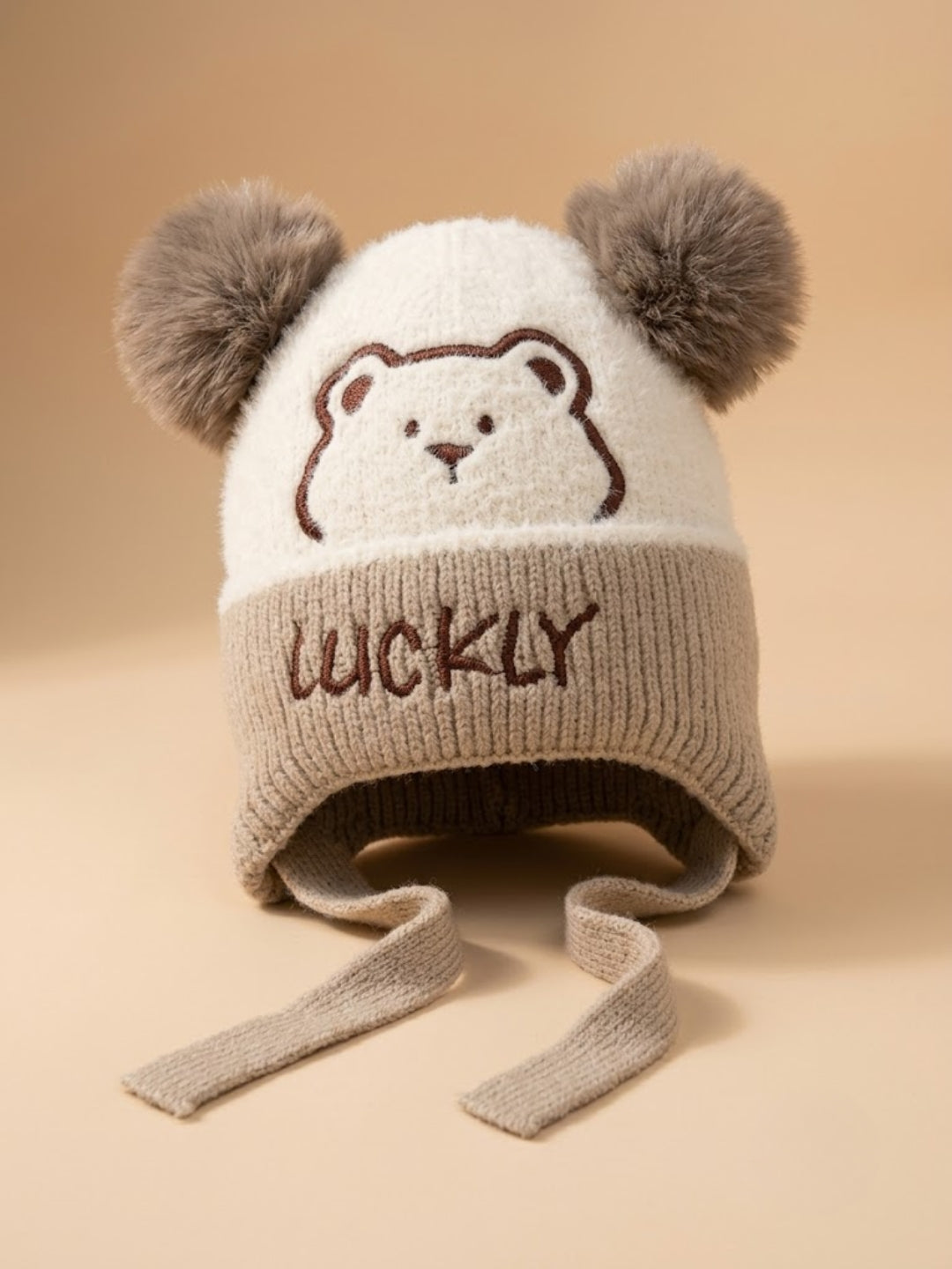 Cdeck Kids Woolen Winter Cap for Boys & Girls | Warm & Comfortable Winter Wear | 2–4 Years | Beige