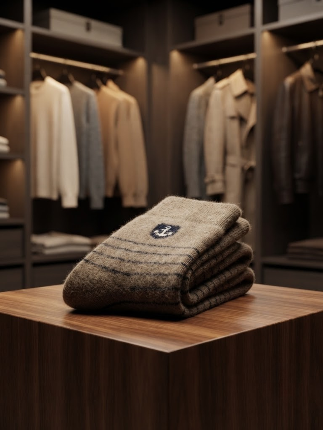 Cdeck Men’s Soft Wool Socks | Warm Brown Striped Cozy Socks