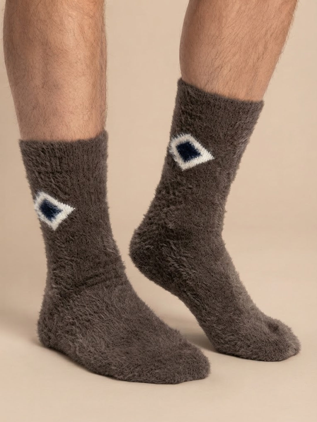 Cdeck Men’s Premium Hair Wool Winter Socks | Single Pair | Soft, Fuzzy, Warm & Comfortable Free Size | Brown