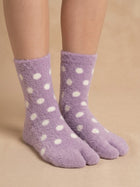 Cdeck Women Premium Hair Wool Socks | Soft Warm Fuzzy Winter Socks | Lavender & White Polka Dot | Free Size