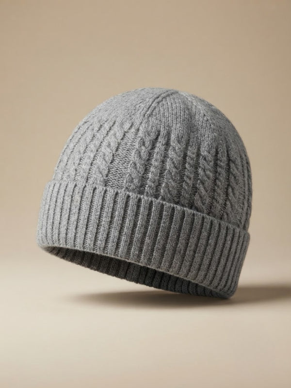 Cdeck Men’s Winter Woolen Cap | Ribbed Knit Beanie | Free Size | Soft & Warm  |Grey