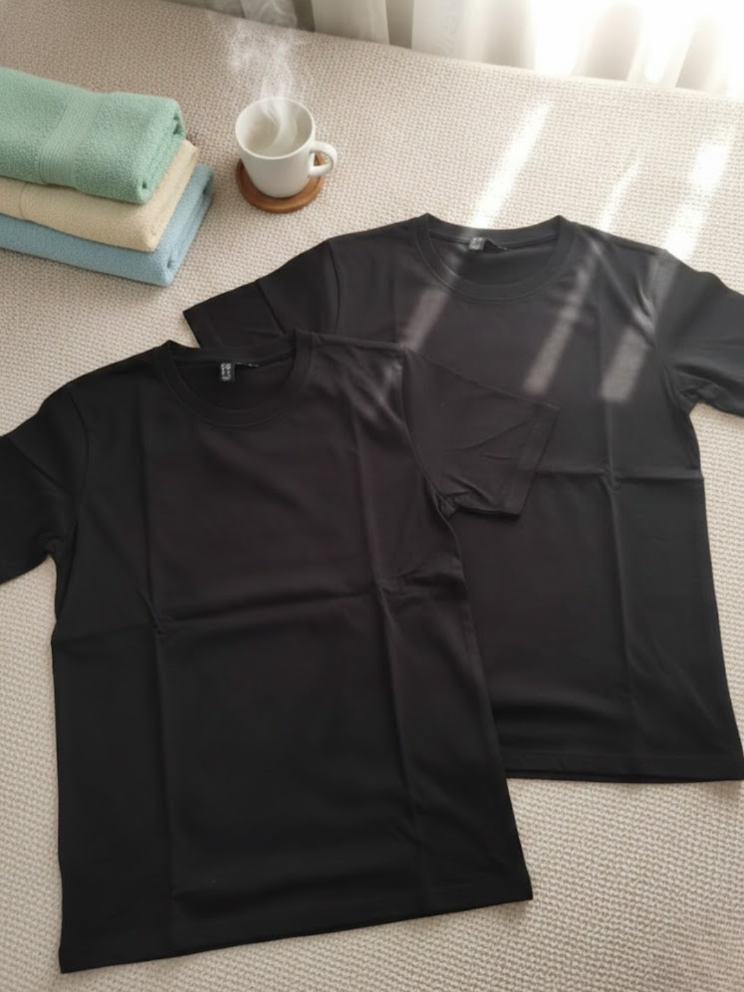 Cdeck Men’s Black T-Shirt Combo | Soft Comfortable Round Neck Half Sleeve T-Shirts | Solid Casual Basic Tees for Men | Pack of 2