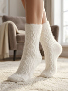 Cdeck Women’s Soft & Warm Woolen Fuzzy Socks | Cozy Thick Winter Socks for Women | Cream